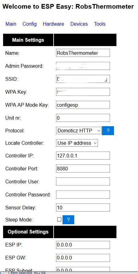 ESPEasy Device config for Domoticz