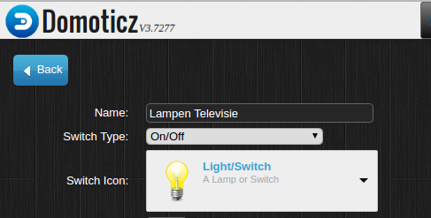 Dimmer, and switch type set to &quot;Dimmer&quot;