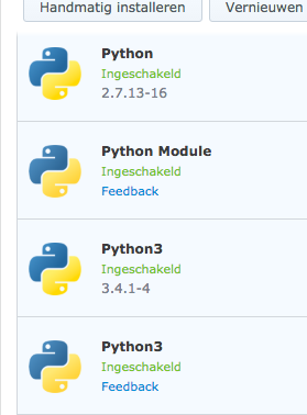 Python versions installed