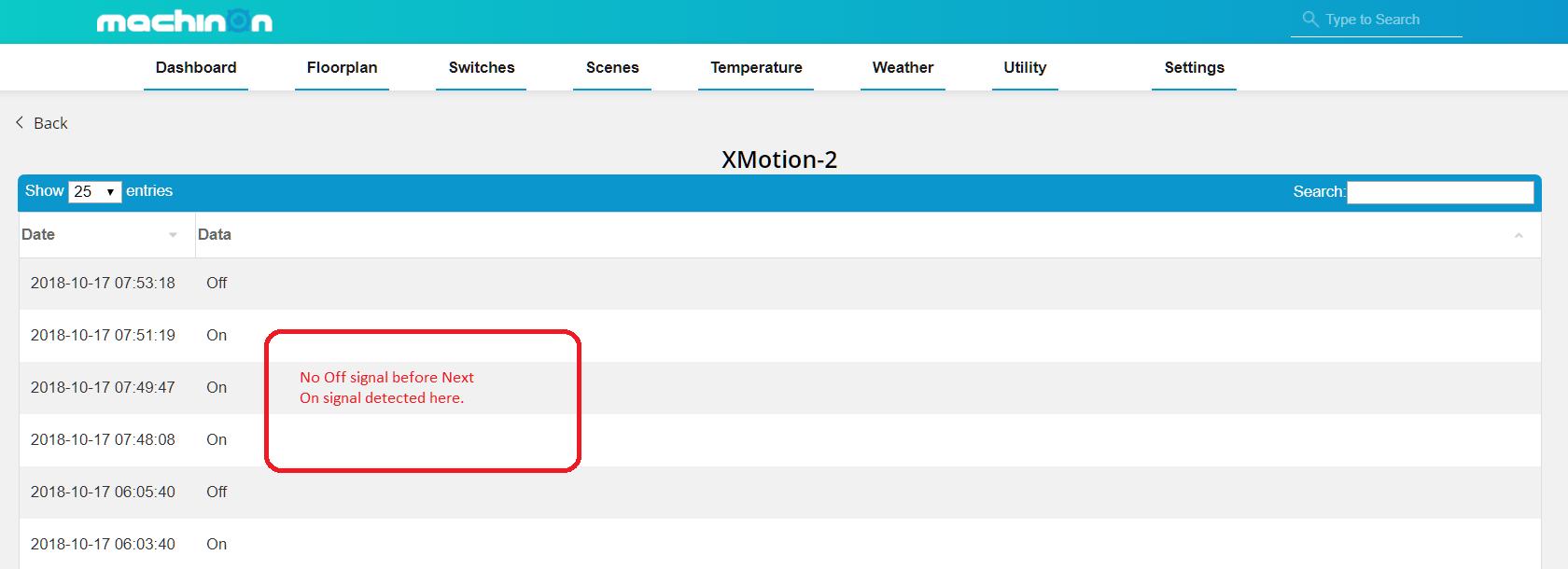 loglines of one of my xiaomi motion sensors