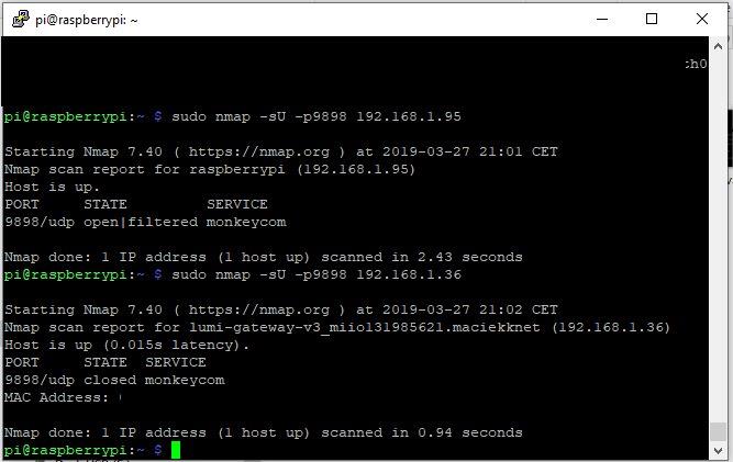 upd port - open|filtered for domoticz, closed for gateway IP
