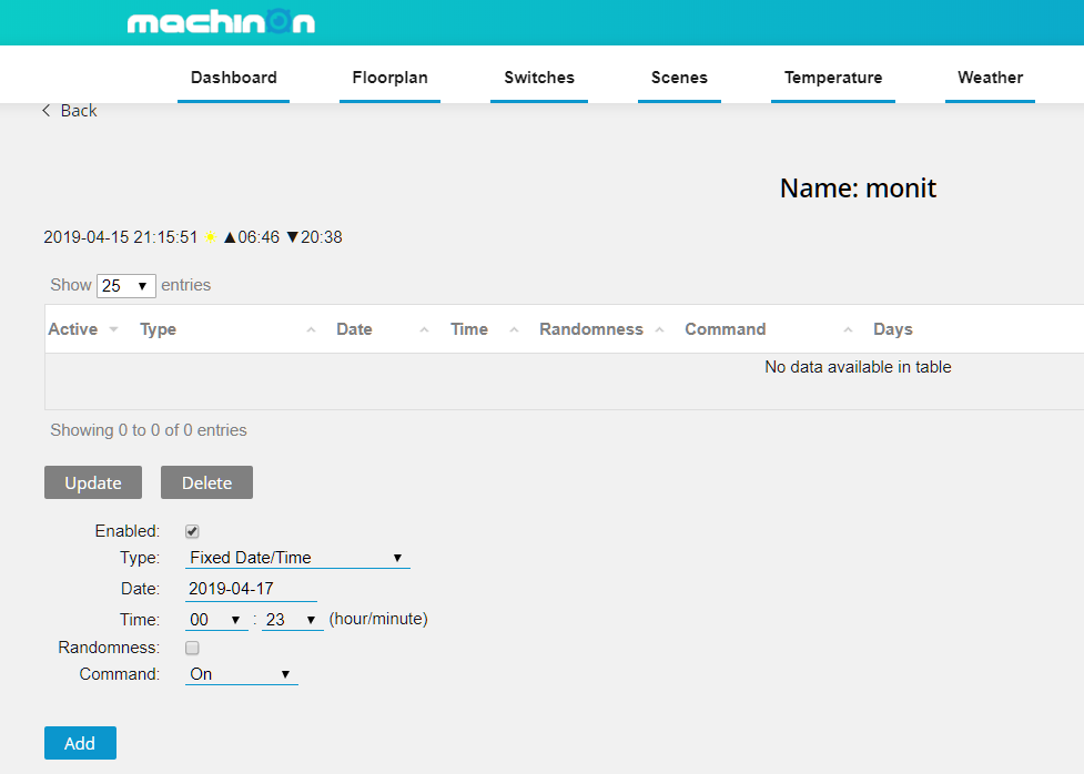 timer screen fixed date