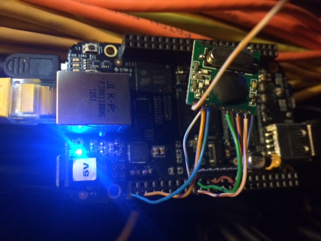 RF12 module strapped to Beagle Bone Black