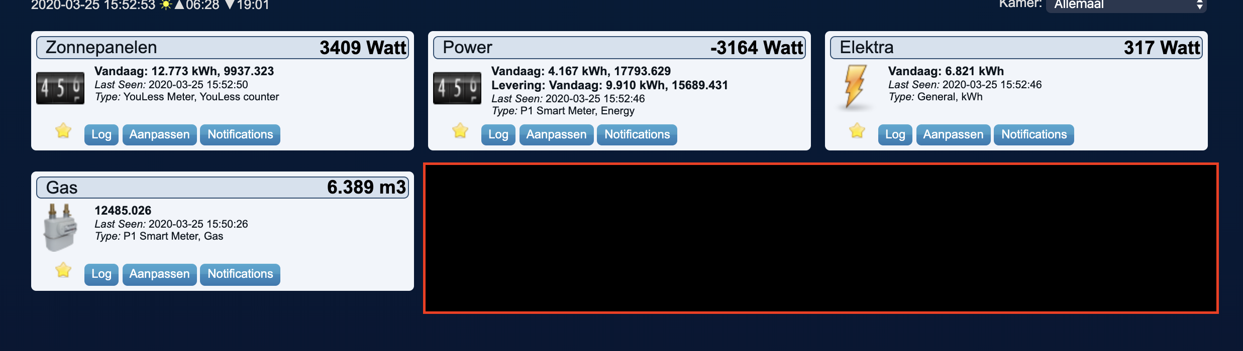 Devices setup in domoticz