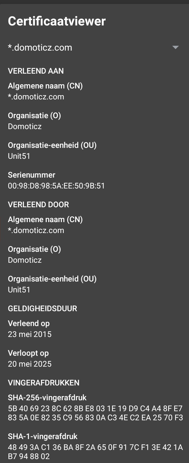 Default certificate