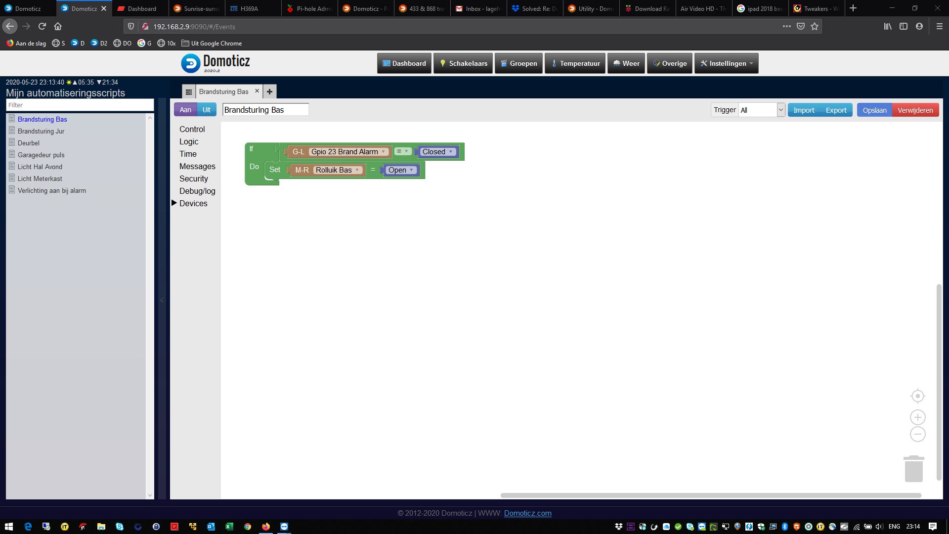 script to open blinds