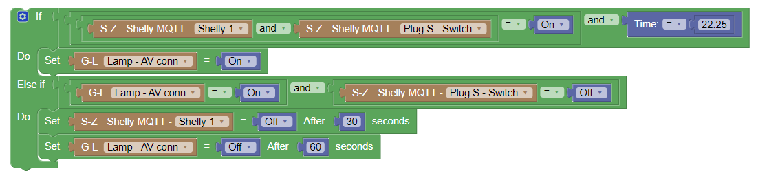 This one creates the errors --- config to keep the light on after 22:30 when TV is on