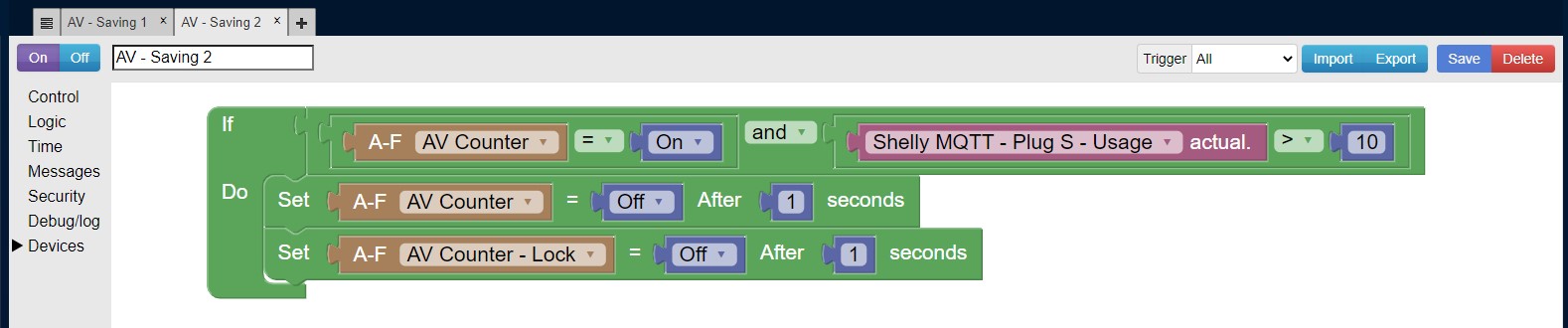 Step 2 seeing usage is again above 10 watt after 2100seconds (20 minutes) and cancel shutdown.
