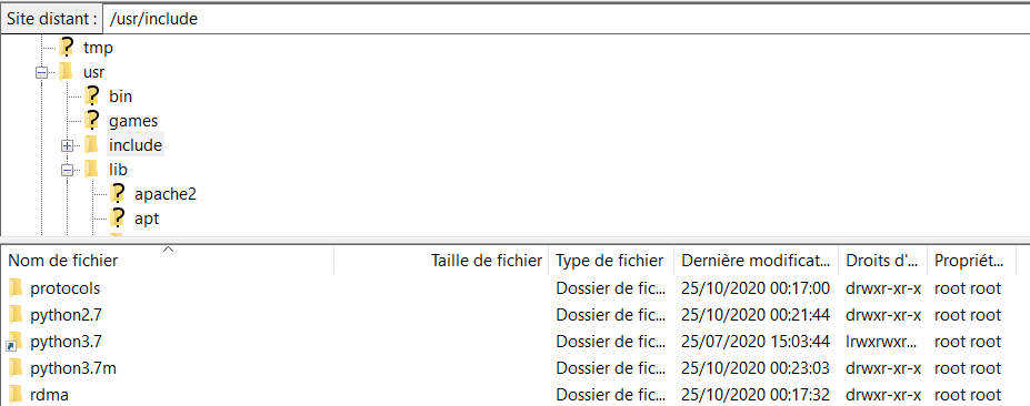 Screen Capture /usr/include directory