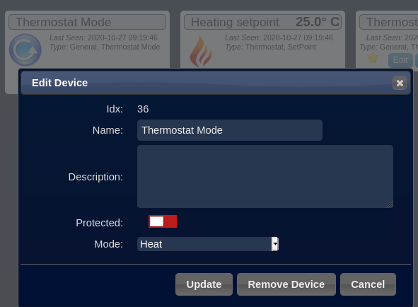 thermostat mode edit