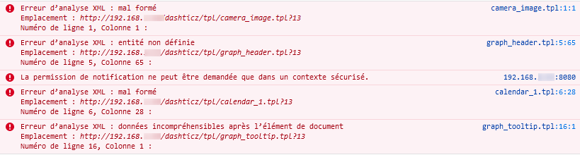 A few errors in DevTools of Firefox