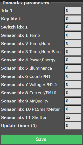 shelly domoticz settings