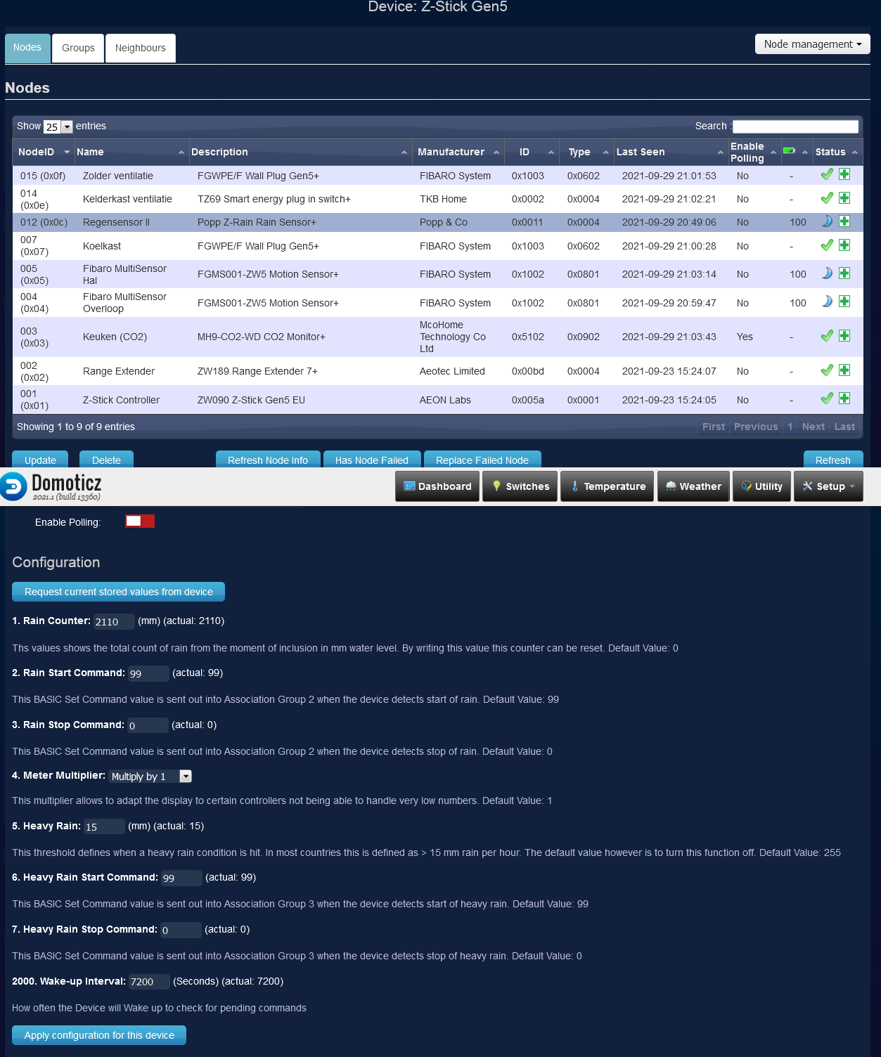 My Popp Z-rain settings