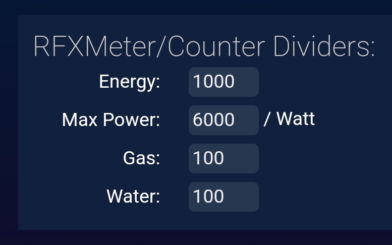 Meter counter divider settings