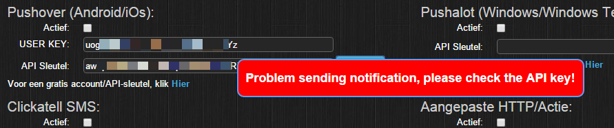 Domoticz Pushover configuration error