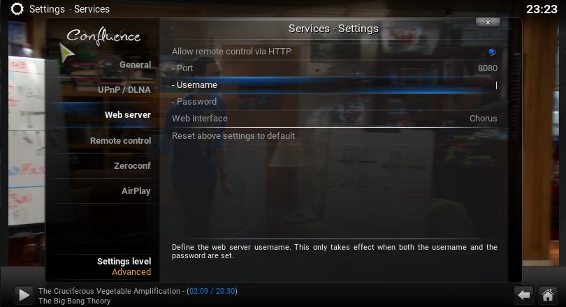 Webserver Kodi at port 8080
