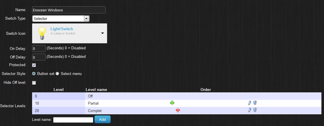 partial switch - config sample