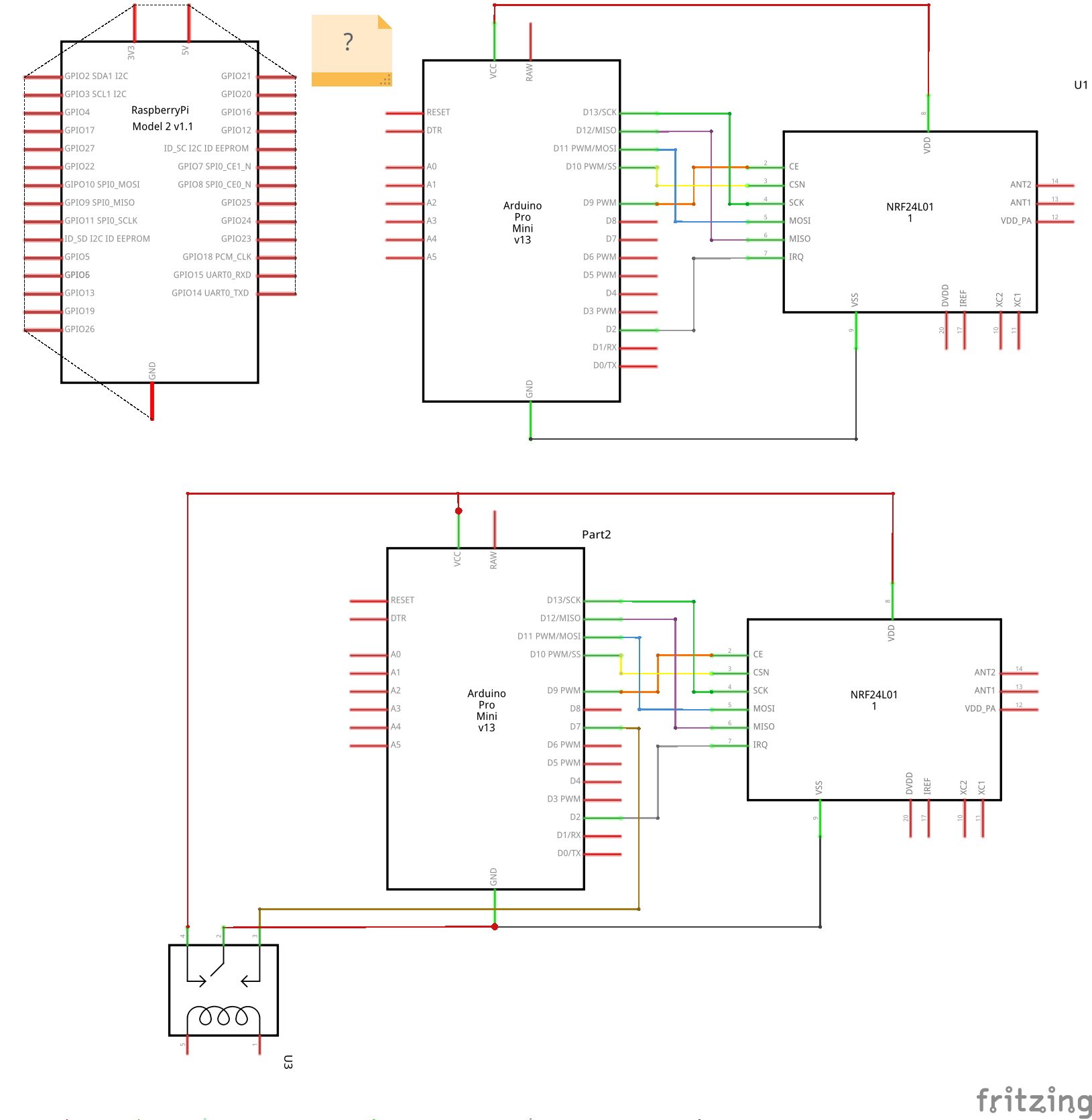 Upper part = Server, Lower part = Control Unit