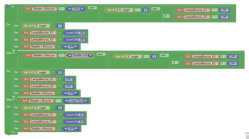 Blocky using Click, Double Click and Long Click actions